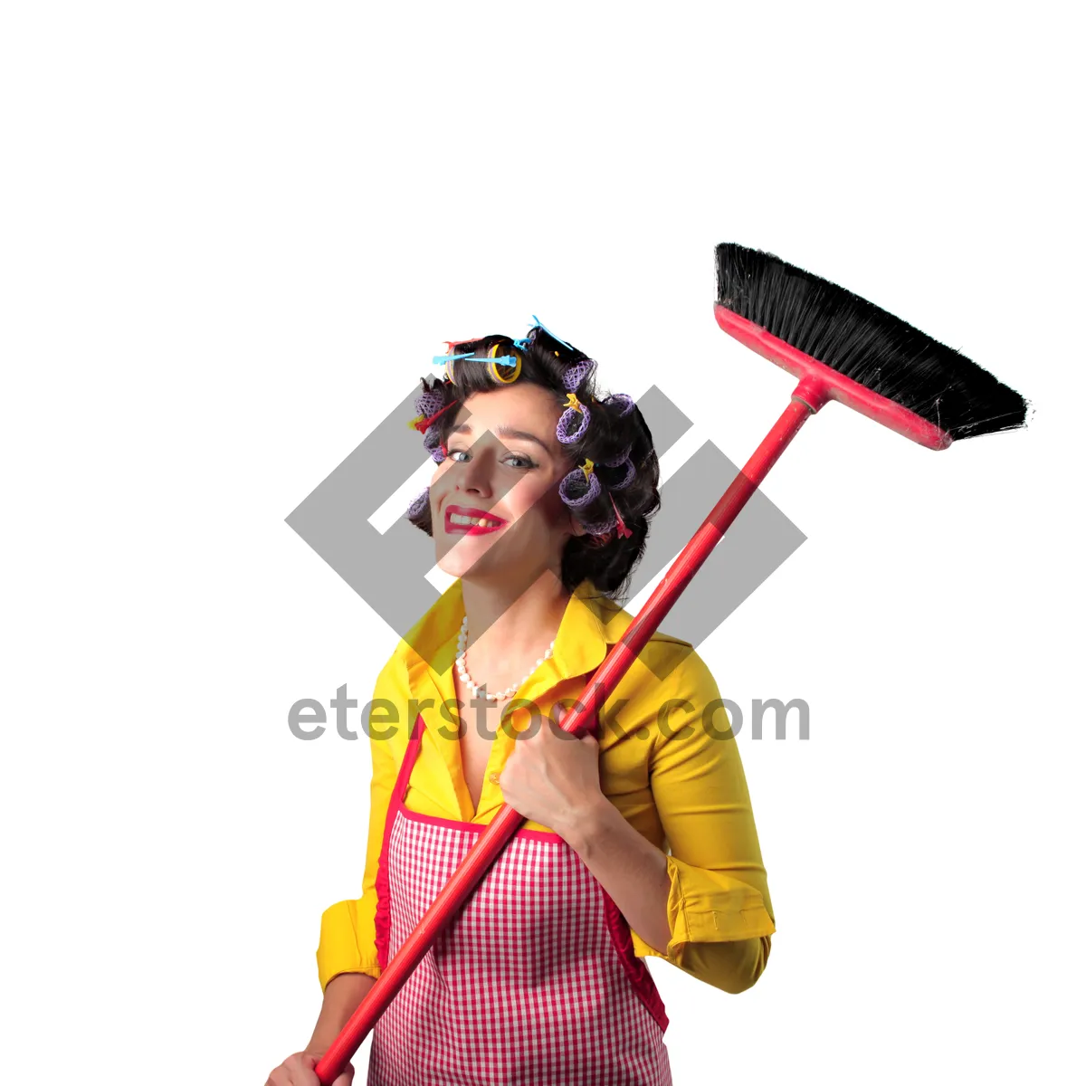 Picture of Silhouette of Busy Housewife Working in Kitchen