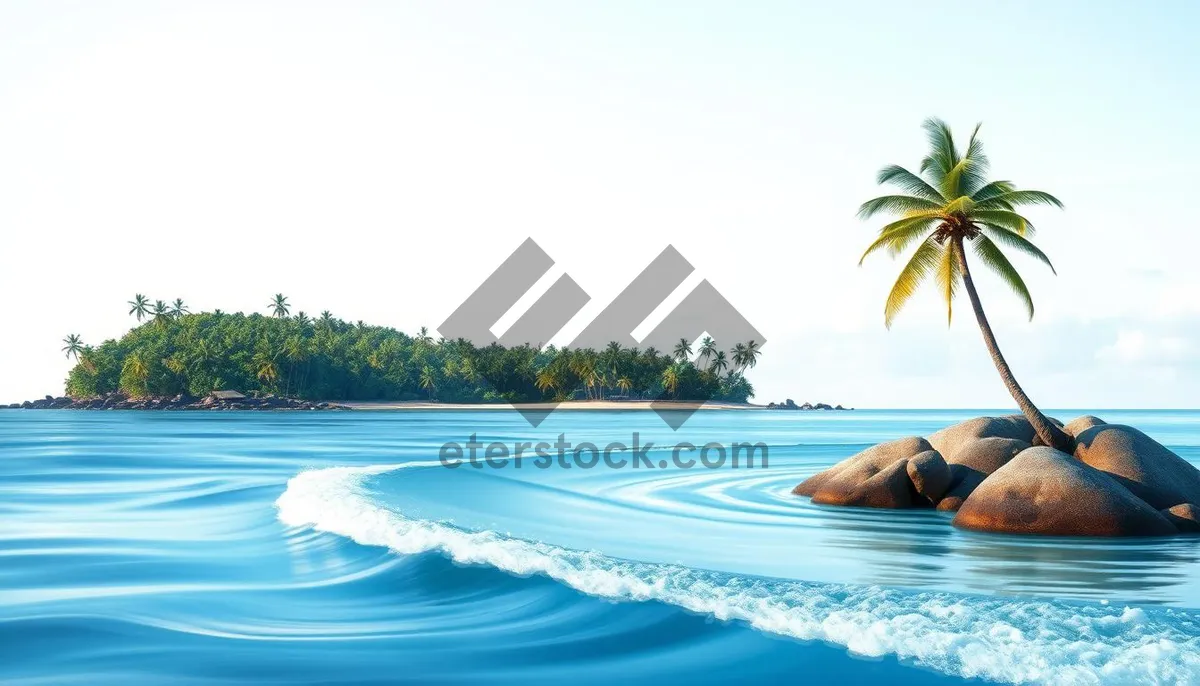 Picture of Tropical paradise beach scene with clear turquoise water.