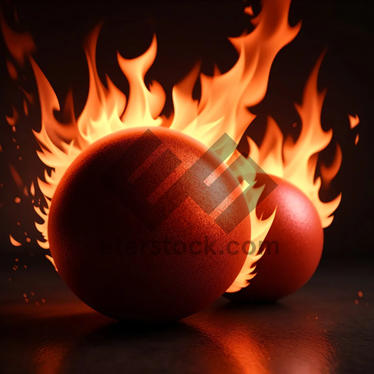 Picture of Fiery Blaze Illuminating Dark Fireplace