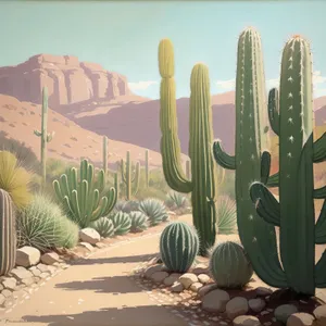 Breathtaking Desert Landscape with Majestic Saguaro Cacti