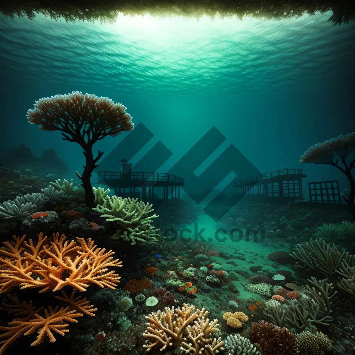 Picture of Vibrant Tropical Coral Reef Teeming with Exotic Marine Life