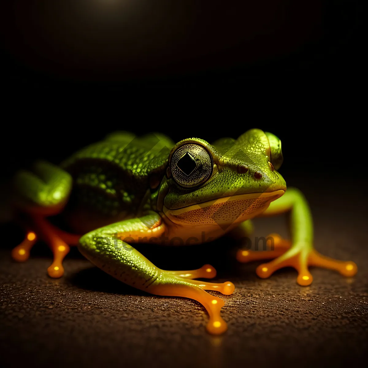 Picture of Colorful Eyed Tree Frog Camouflaged on Leaf