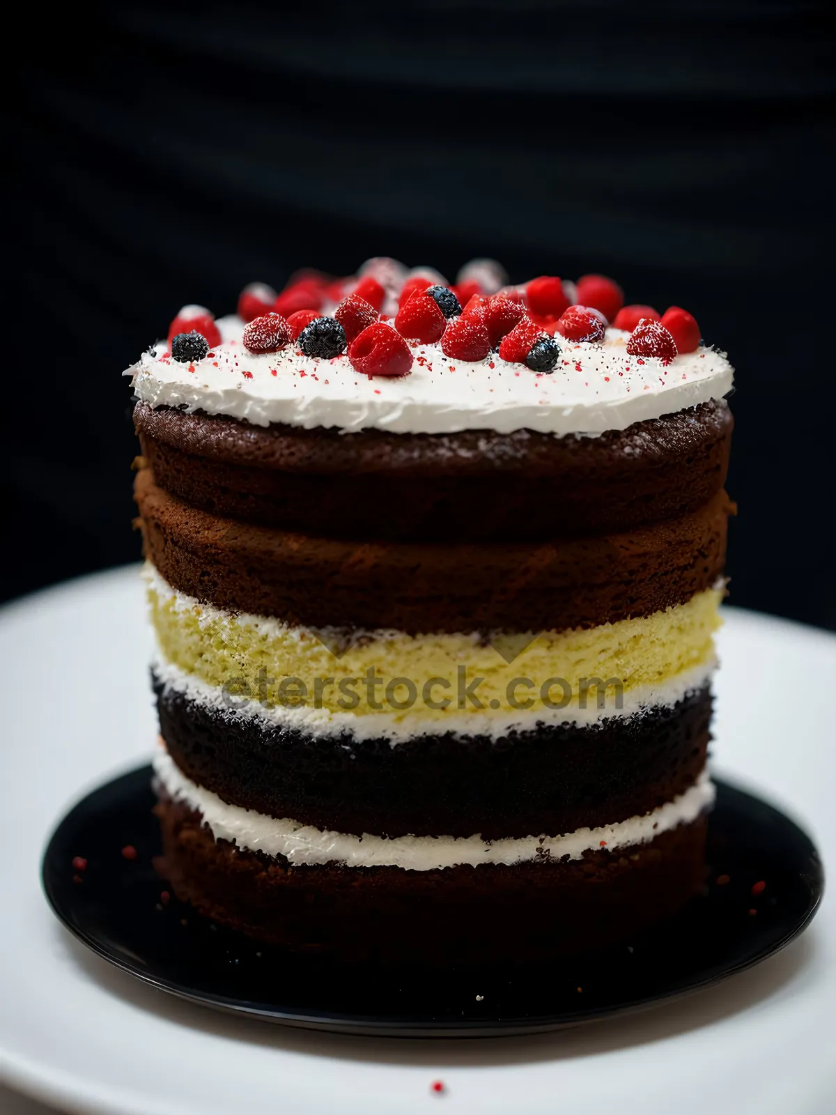 Picture of Delicious Berry Trifle with Fresh Cream and Chocolate