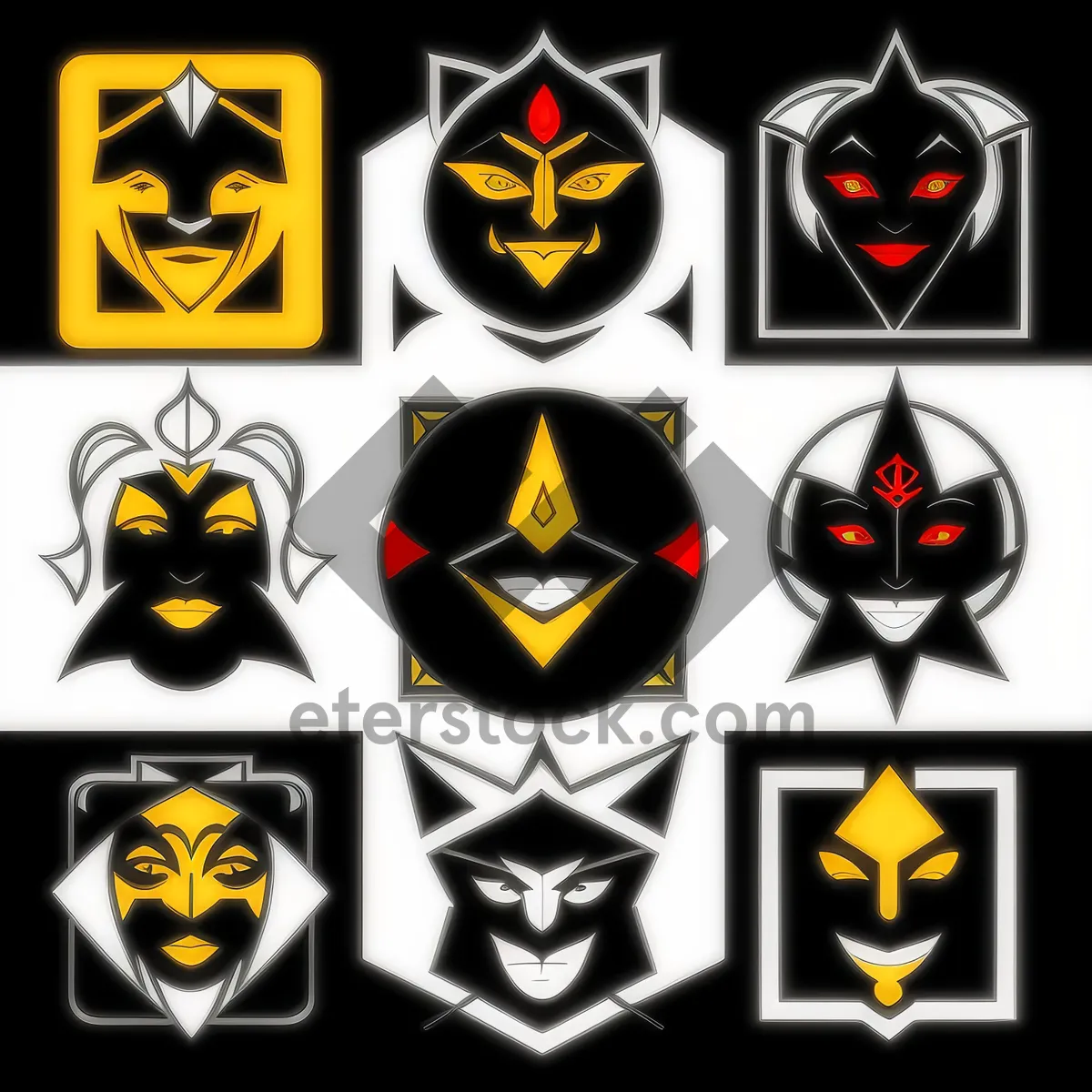 Picture of Black Poison Icon Set - Heraldry Symbol Graphic Design