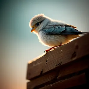 Feathered Avian Beauty: Sparrow Resting on Tree Branch