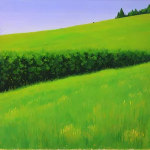 Vibrant Summer Sky over Rolling Green Fields