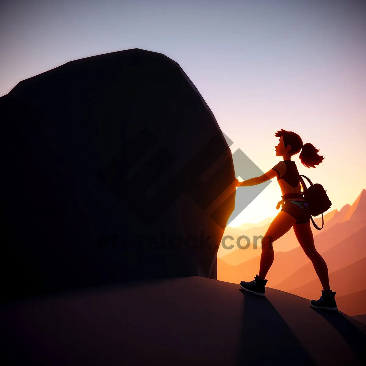 Picture of Sunset Serenity: Silhouette of Man Enjoying Beach Sport