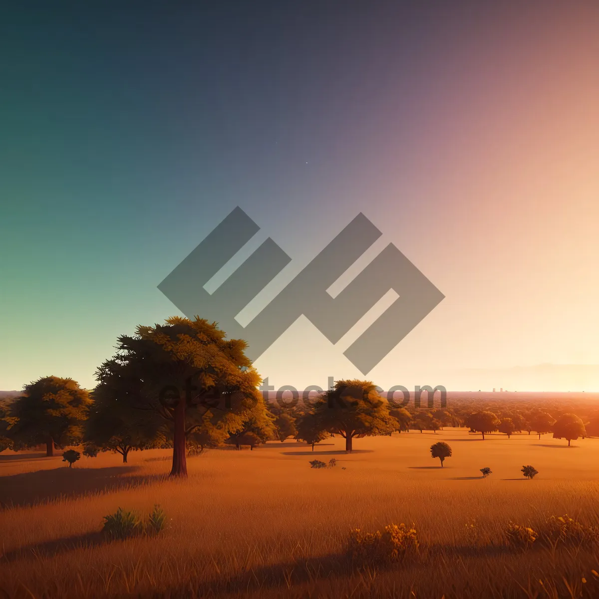 Picture of Vibrant Sunset Over Rural Landscape