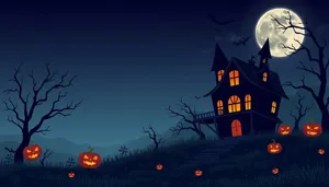 Silhouette of pumpkin in night sky over cemetery