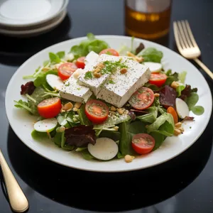 Delicious Gourmet Salad with Fresh Vegetables and Cheese