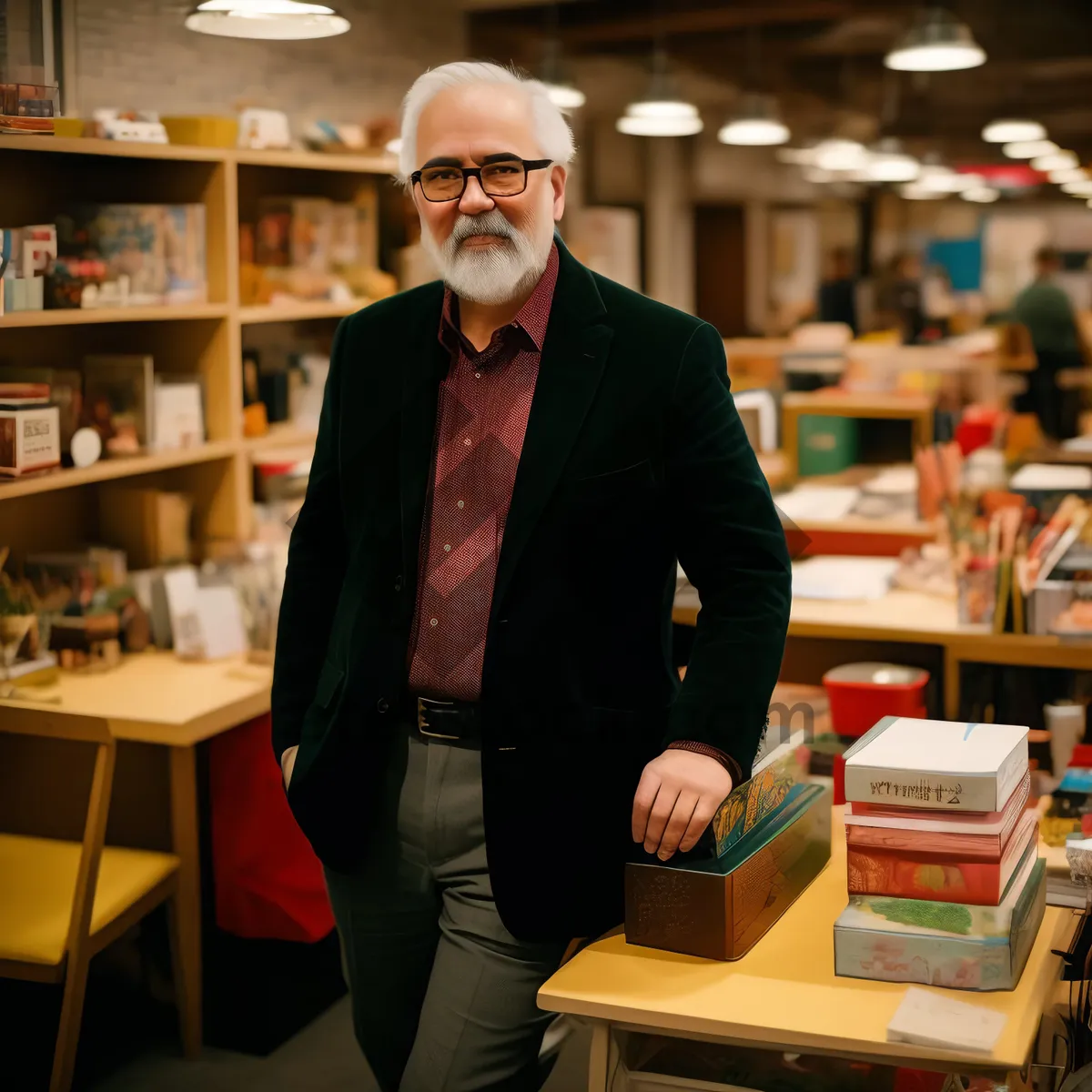 Picture of Happy Man in a Cozy Bookstore