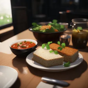 Healthy Gourmet Dinner Plate with Fresh Vegetables and Salad