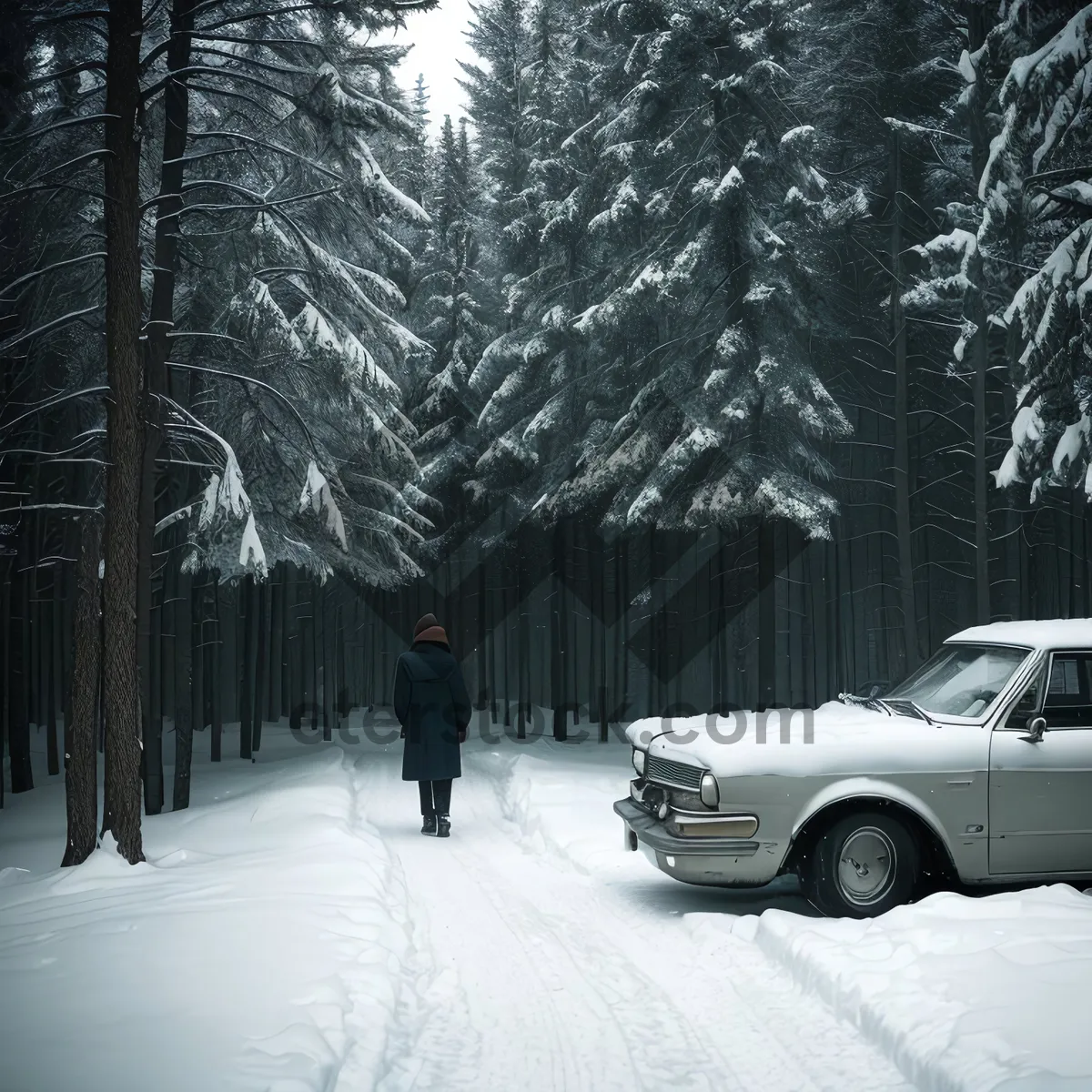 Picture of Winter Wonderland: Majestic Mountain Forest in Snow