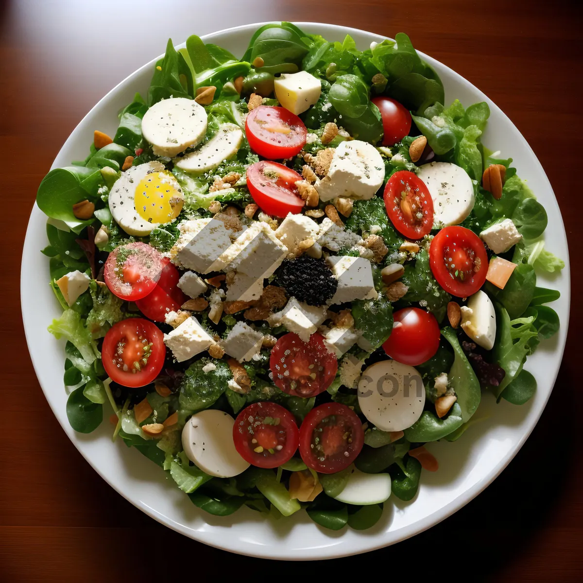 Picture of Delicious Gourmet Salad with Fresh Vegetables and Cheese