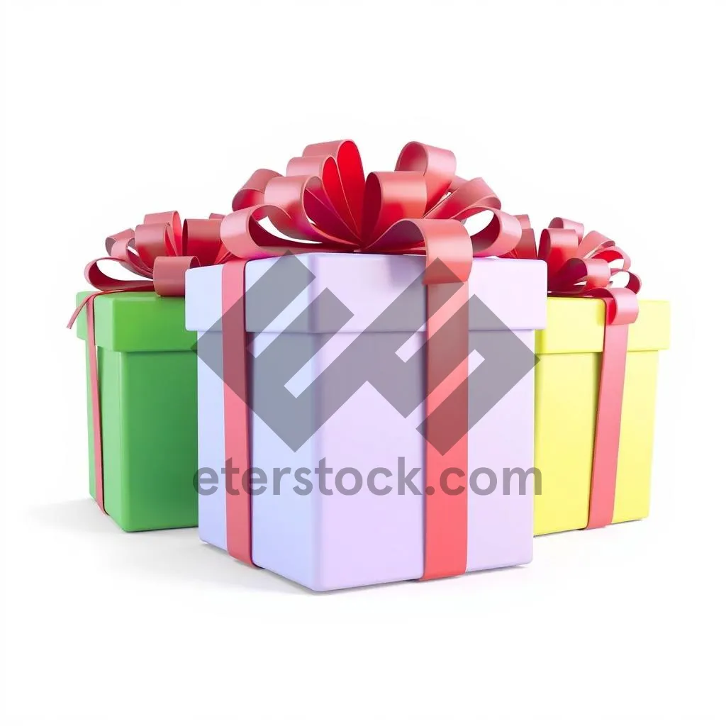 Picture of Festive 3D party gift box with ribbon bow