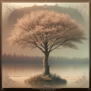 Winter Wonderland: Majestic snowy bonsai under sunset sky