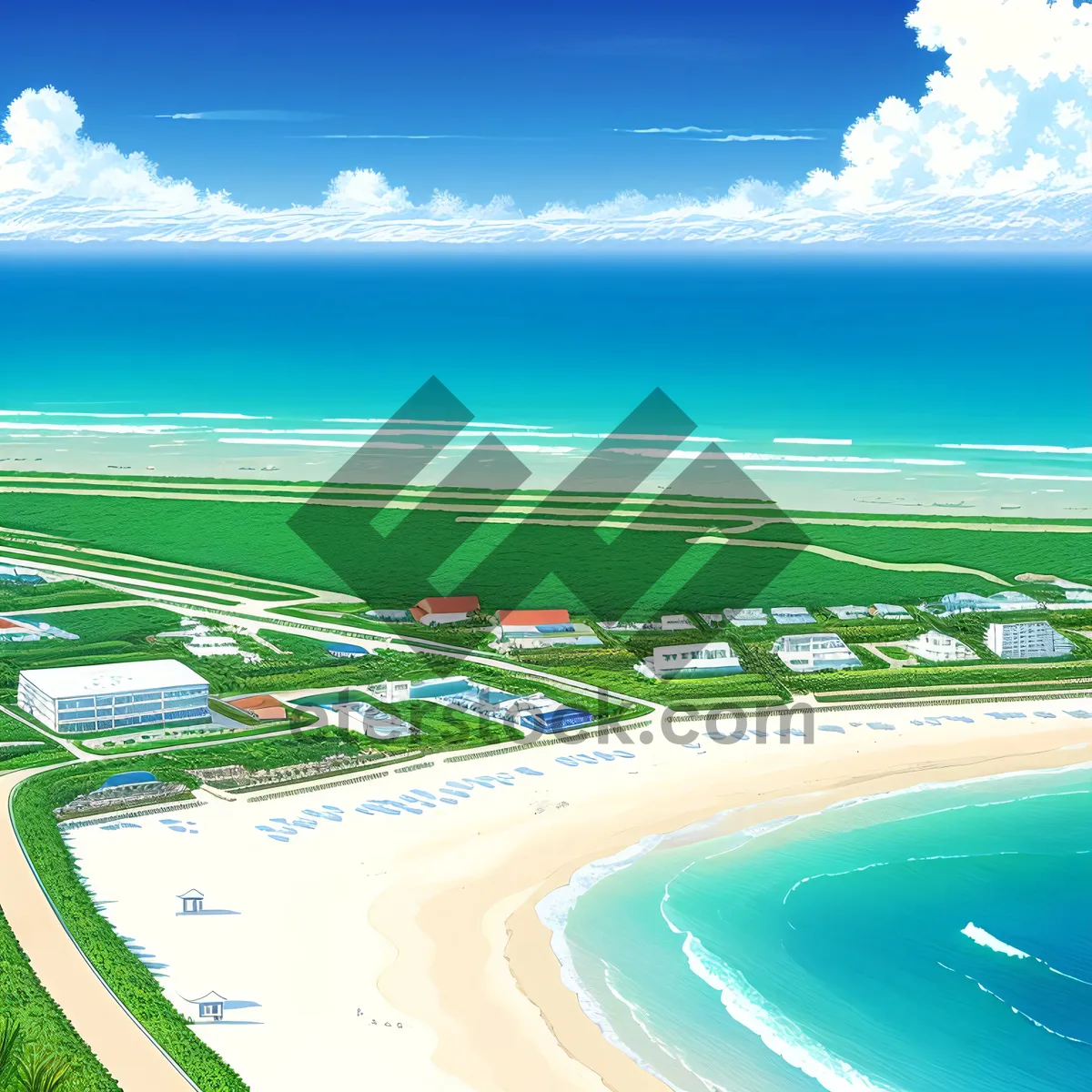 Picture of Coastal Oasis: Sunlit Golf Course by the Sea
