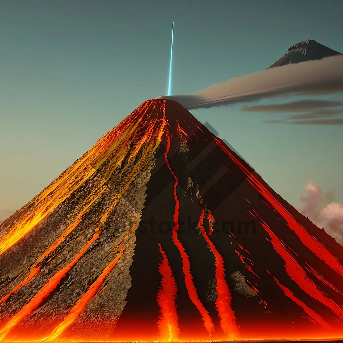 Picture of Volcano's Fiery Mountain Canvas: A Colorful Digital Fractal Artwork with Textured Light