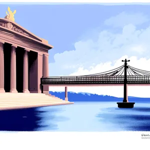 Iconic Suspension Bridge over City's Glittering Bay