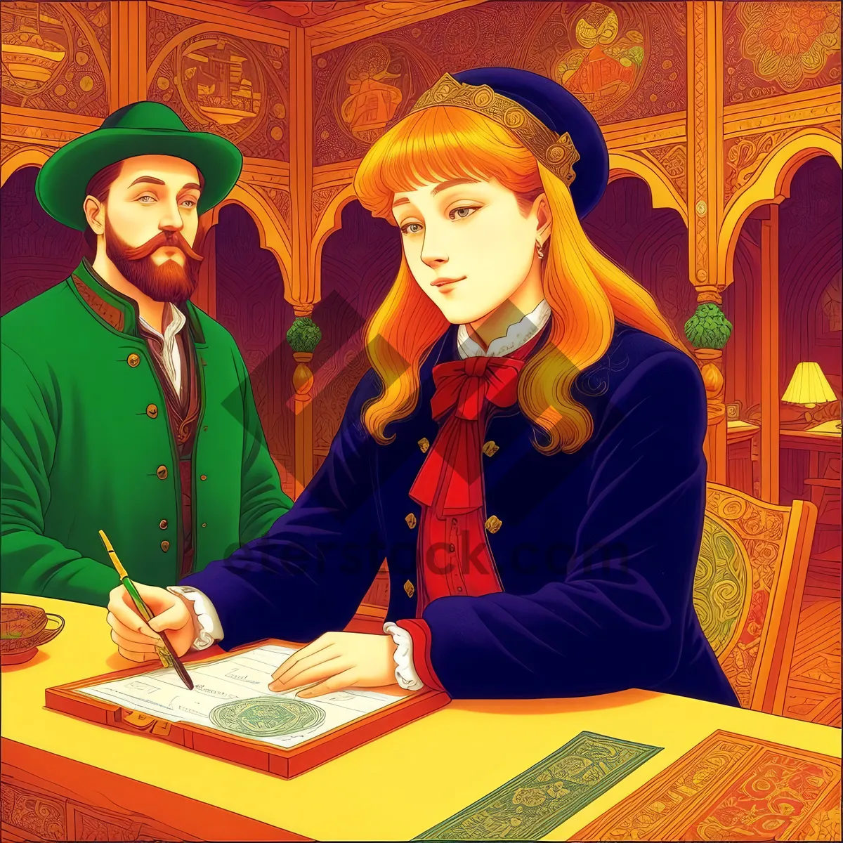 Picture of Group of friends, happy and entertained, at office table.