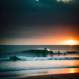 Golden Horizon: Tranquil Sunset on a Tropical Beach