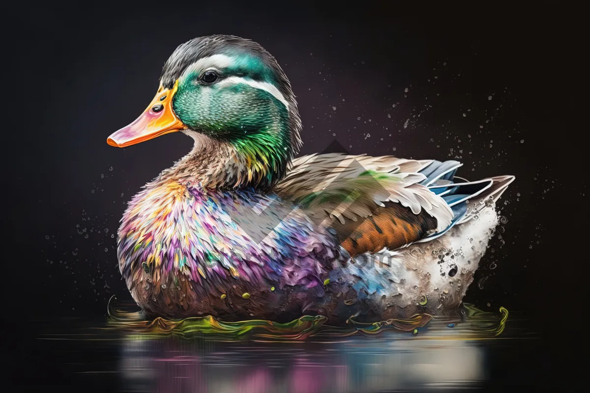 Picture of Mallard duck swimming gracefully in the lake.