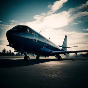 Modern aircraft flying in clear blue sky