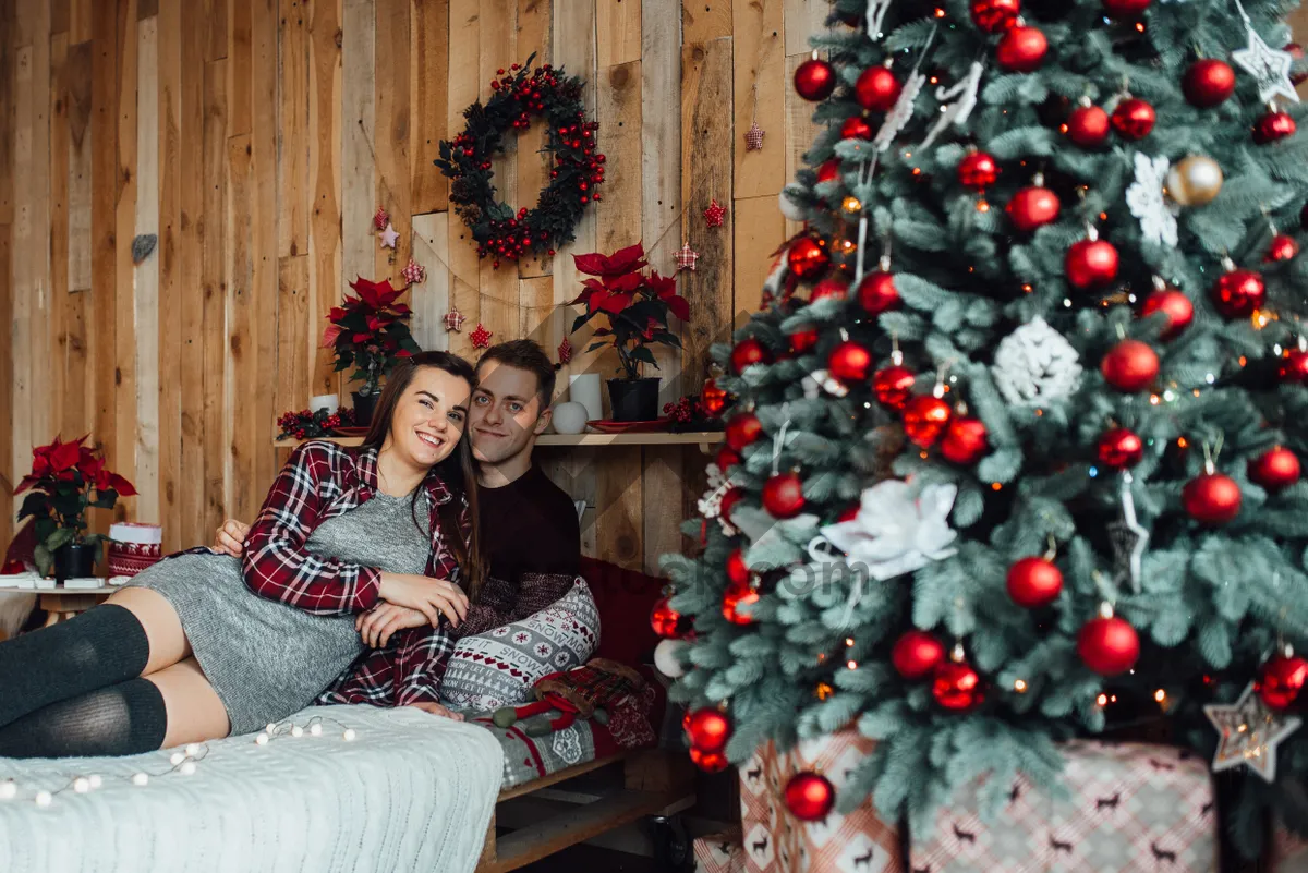 Picture of Festive Winter Home with Decorated Christmas Tree