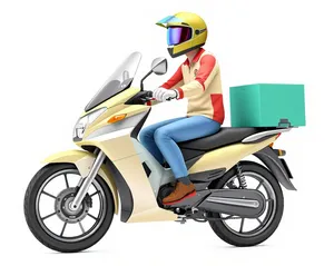 Cartoon Boy Riding Motorcycle at High Speed