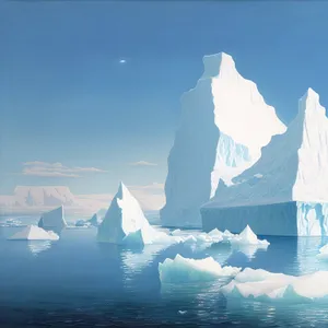 Winter Wonderland: Majestic Iceberg in Snow-Covered Mountain Landscape