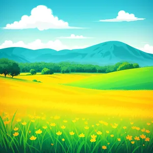 Vibrant Sunset Over Meadow - A Colorful Rural Landscape