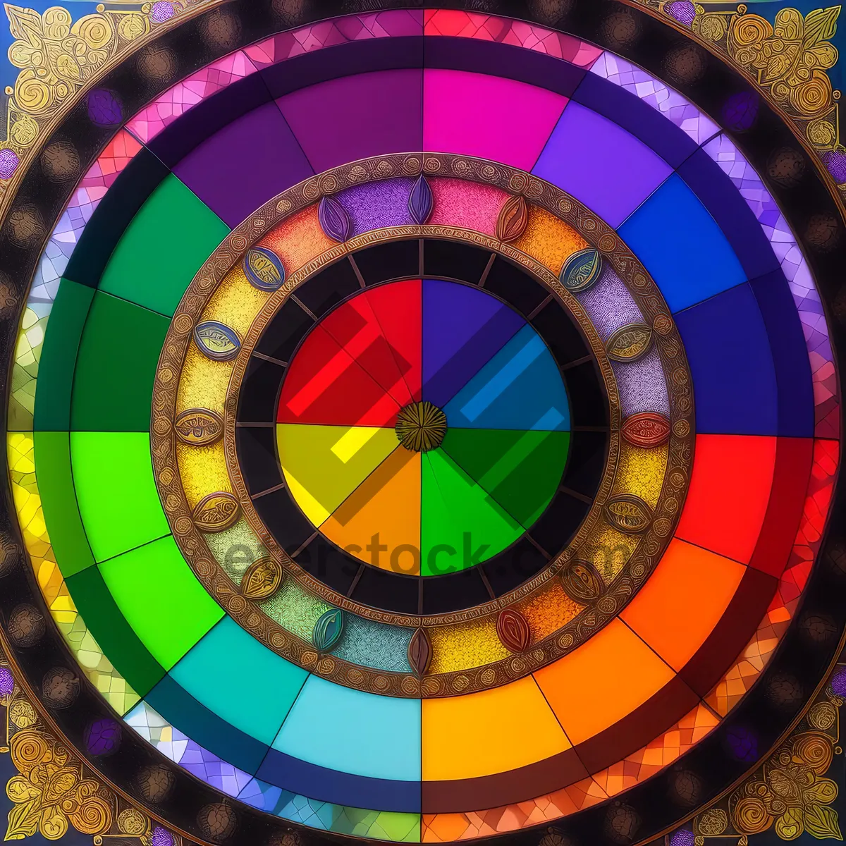 Picture of Vibrant Mosaic Roulette Wheel with Balloon