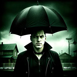 Rainy Day Protection: Woman with Umbrella