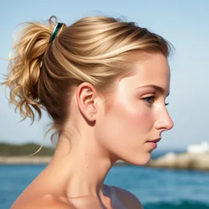 Beautiful Blonde Model with Sensual Wave Hairstyle