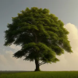 Serene Oak Meadow Beneath Summer Skies