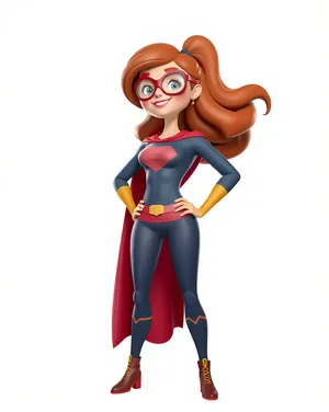 Cartoon superhero with cape in artistic style