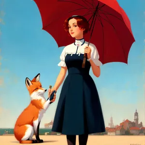 Rainy Fashion: Pretty Adult Holding Umbrella