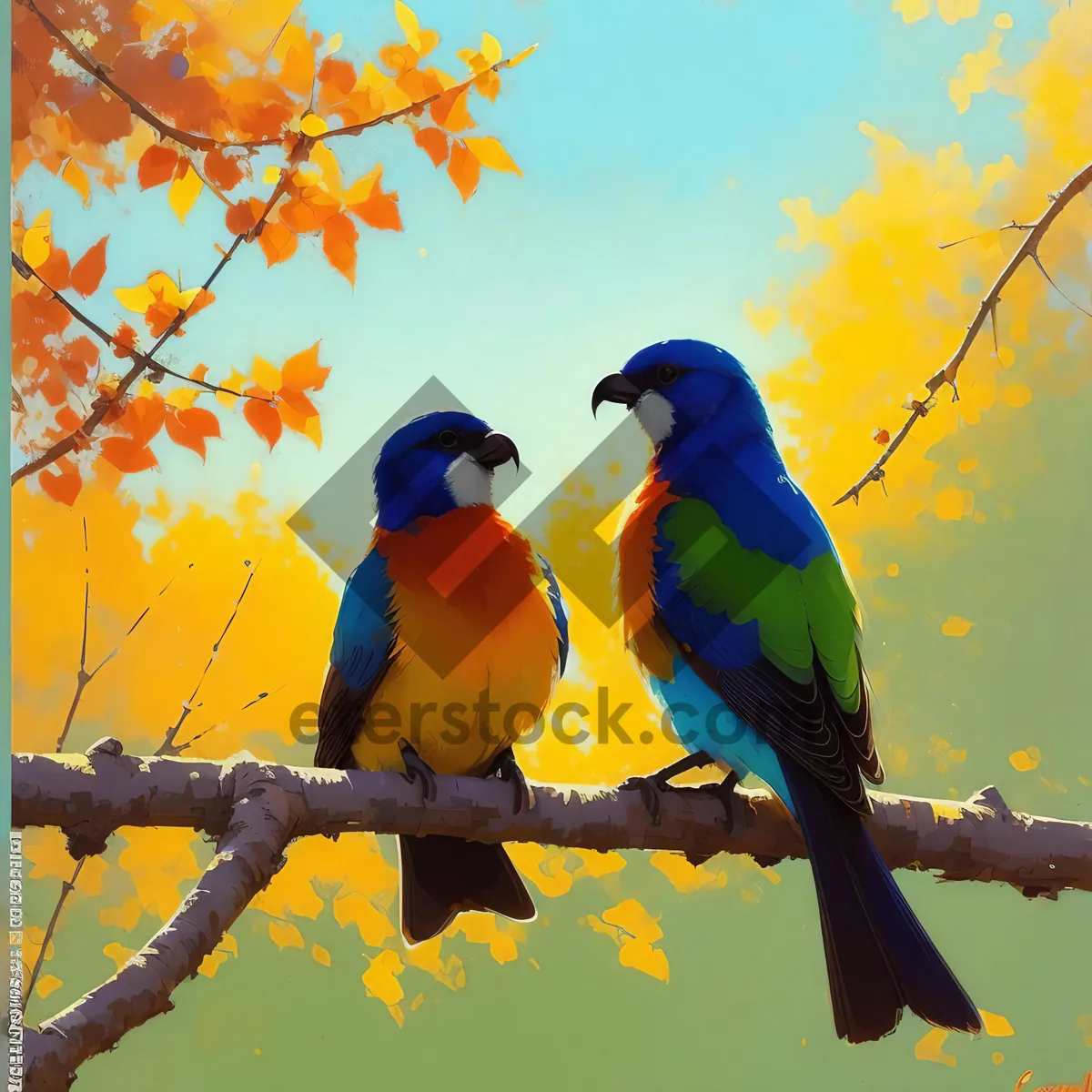 Picture of Colorful Parrot Perched on Tree Branch