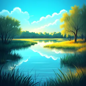 Sunset over the rural meadow