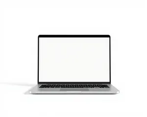 Modern silver laptop computer display with blank screen.