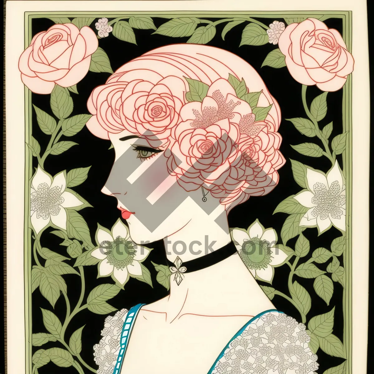 Picture of Vintage Floral Grunge Decorative Seamless Silhouette Art