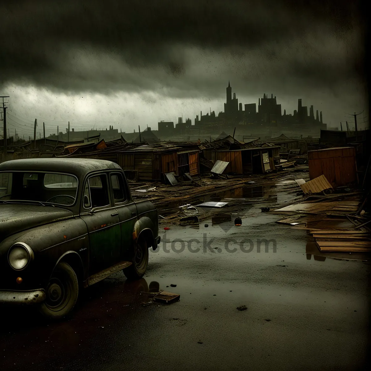 Picture of Vintage pickup truck driving on the road