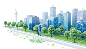 Modern city skyline with tall skyscrapers