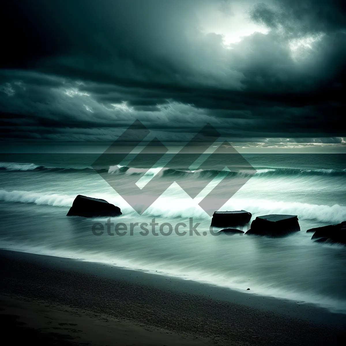 Picture of Golden Horizon: Sunset Over Beach Shoreline