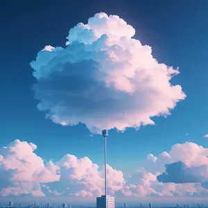 Serene Summer Sky with Fluffy Clouds