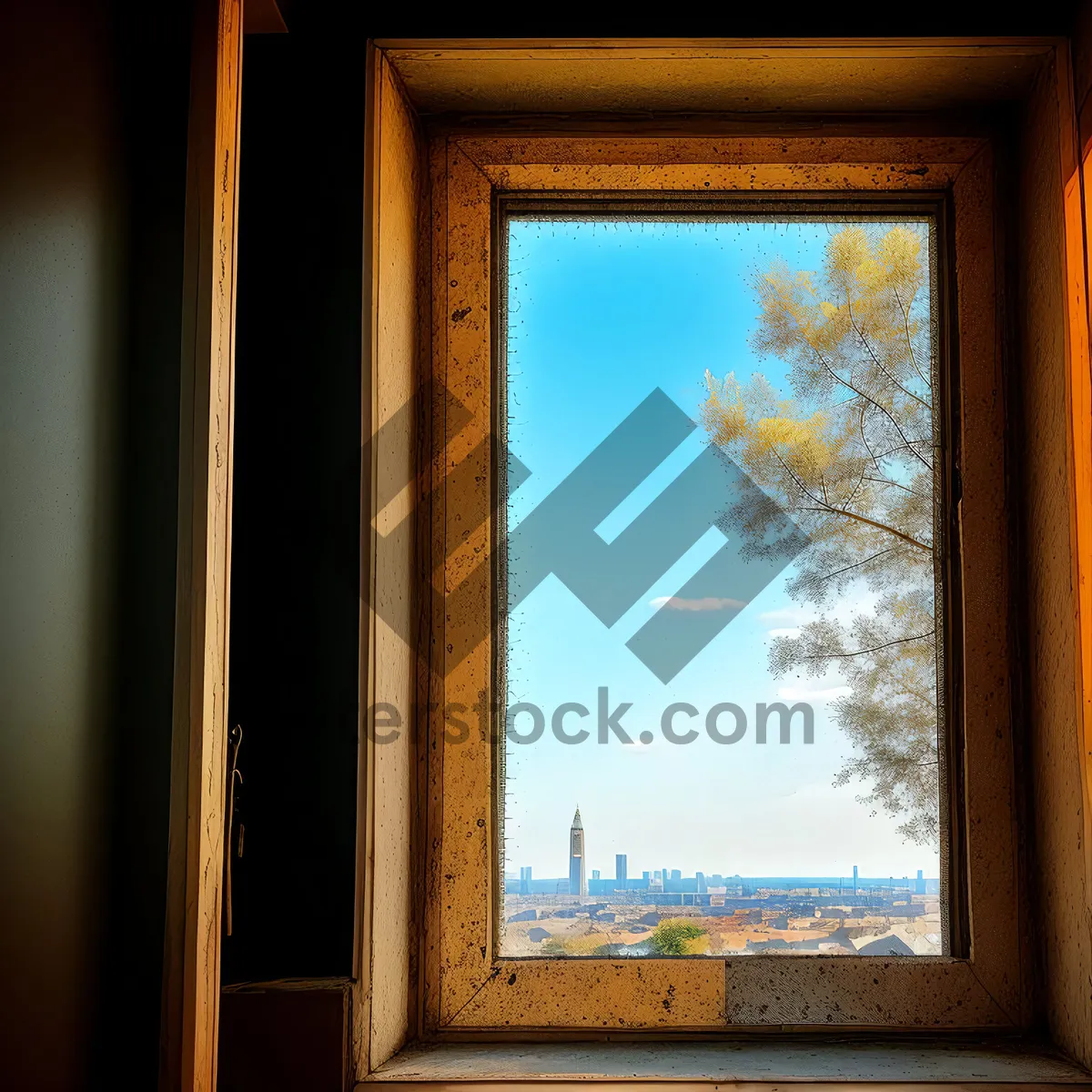 Picture of Vintage Wooden Window Frame with Grunge Design