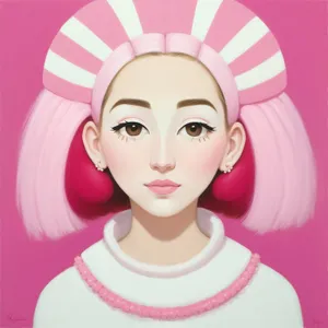 Cute Cartoon Housewife with Fashionable Cutout Face