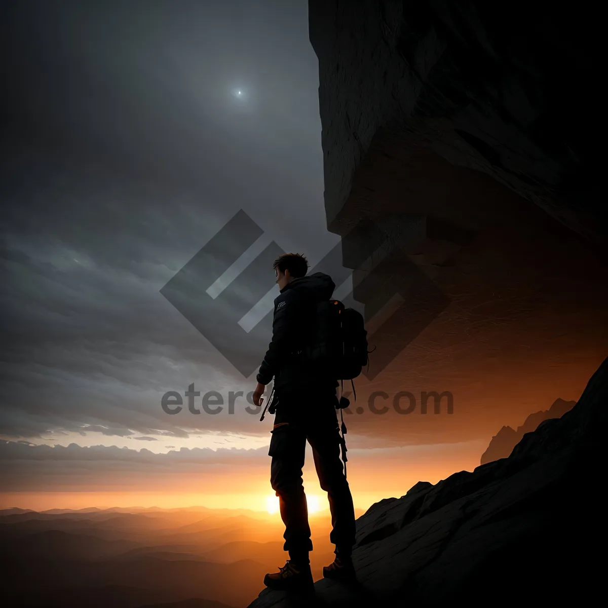 Picture of High-altitude rock climber against stunning mountain backdrop