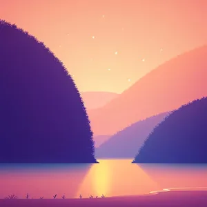 Vibrant Summer Sunset over Tranquil Landscape