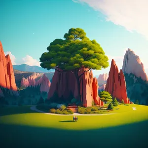 Serene Horizon: Majestic Coastal Landscape with Sky, Sea, and Mountains